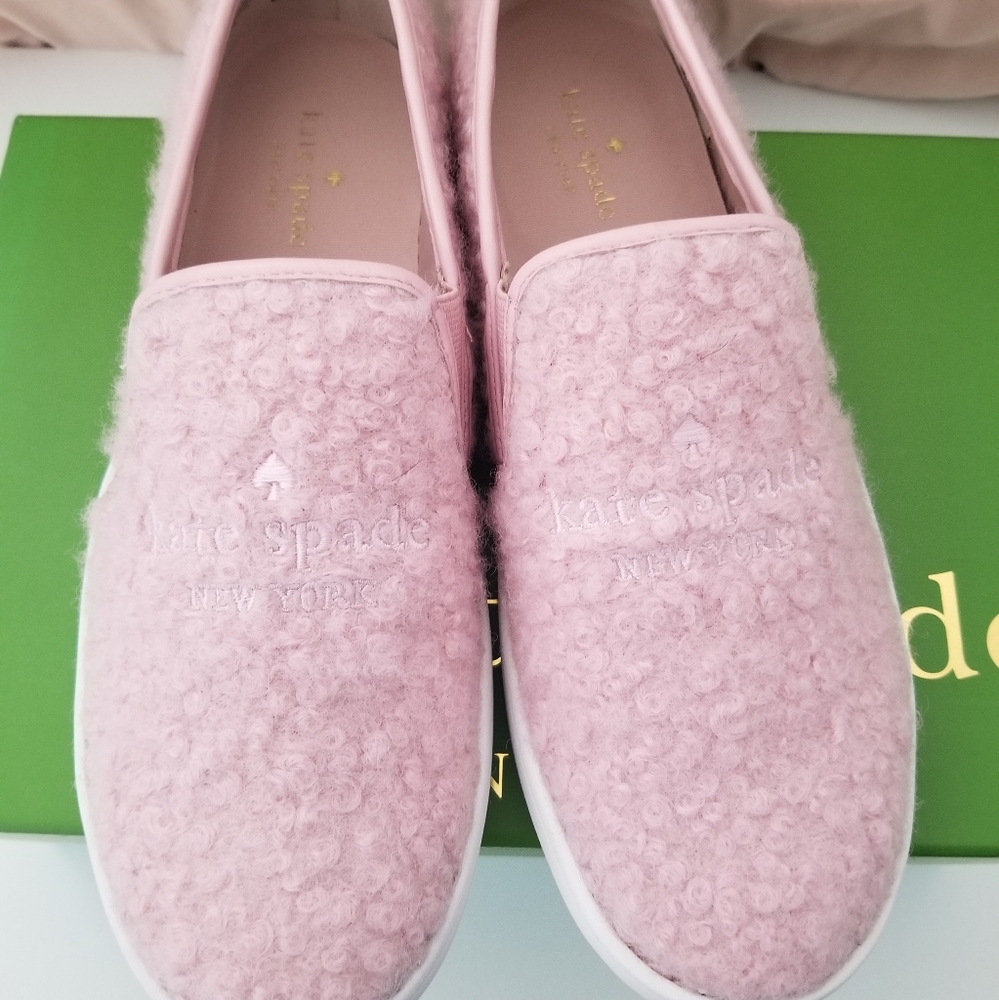 Kate Spade Pink Fuzzy Slip On Shoe 8 1/2